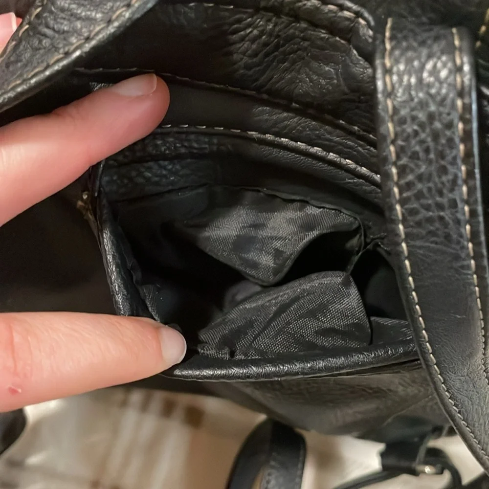 Black Faux Leather MultiSac Mini Backpack Purse - Picture 11 of 14